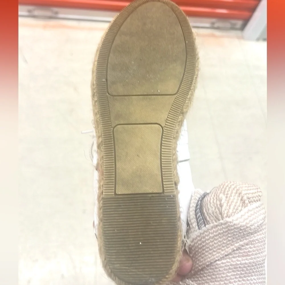 Steve Madden, PACE sneaker w/ espadrille platform, White leather w/Rose Gold